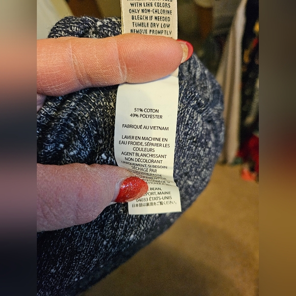 #032 LL BEAN- Easy Knit Open Front Bright Navy Blue/White Cardigan-sz. XL - Picture 5 of 7